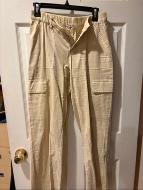 Ultra Flirt Cream Cargo Pants with Elastic Waistband